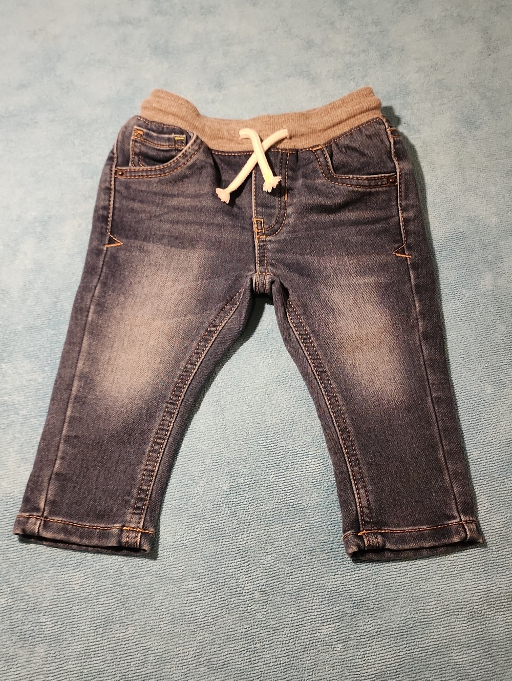 Cat & Jack Dark Blue Kids Denim Jogger Jeans with Gray Waistband
